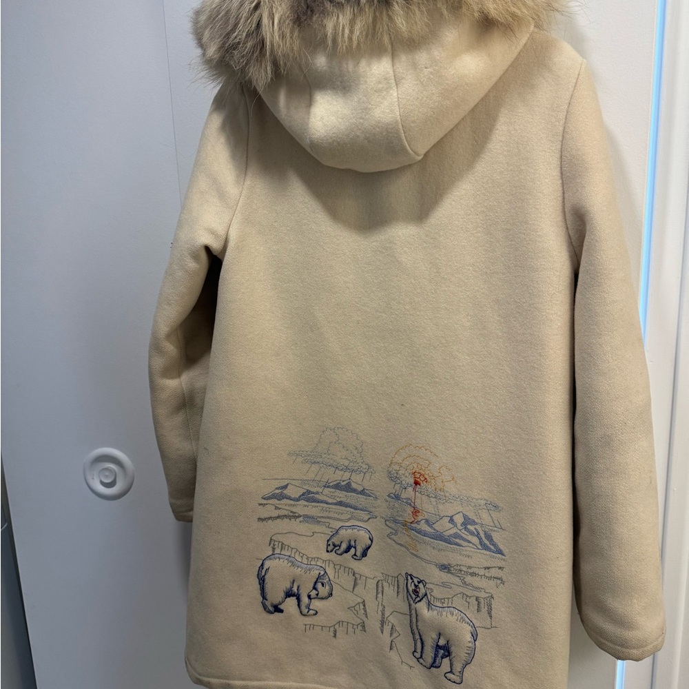 Traditional Inuit Wool and Fur Parka / Vintage / hand Embroidery
